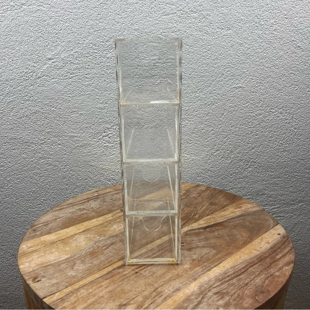 Retro l Clear Acrylic Gold Polka Dot Four Drawer Beauty Cosmetic Tower Organizer